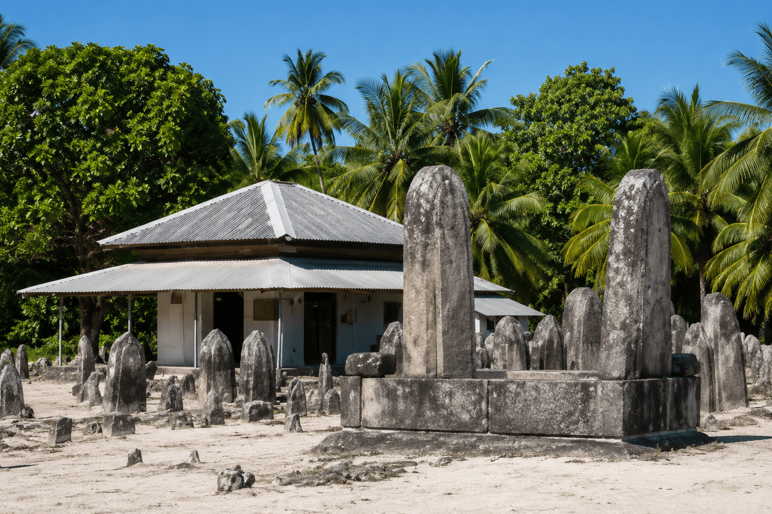 Koagannu historic cemetery coral-stone tombs